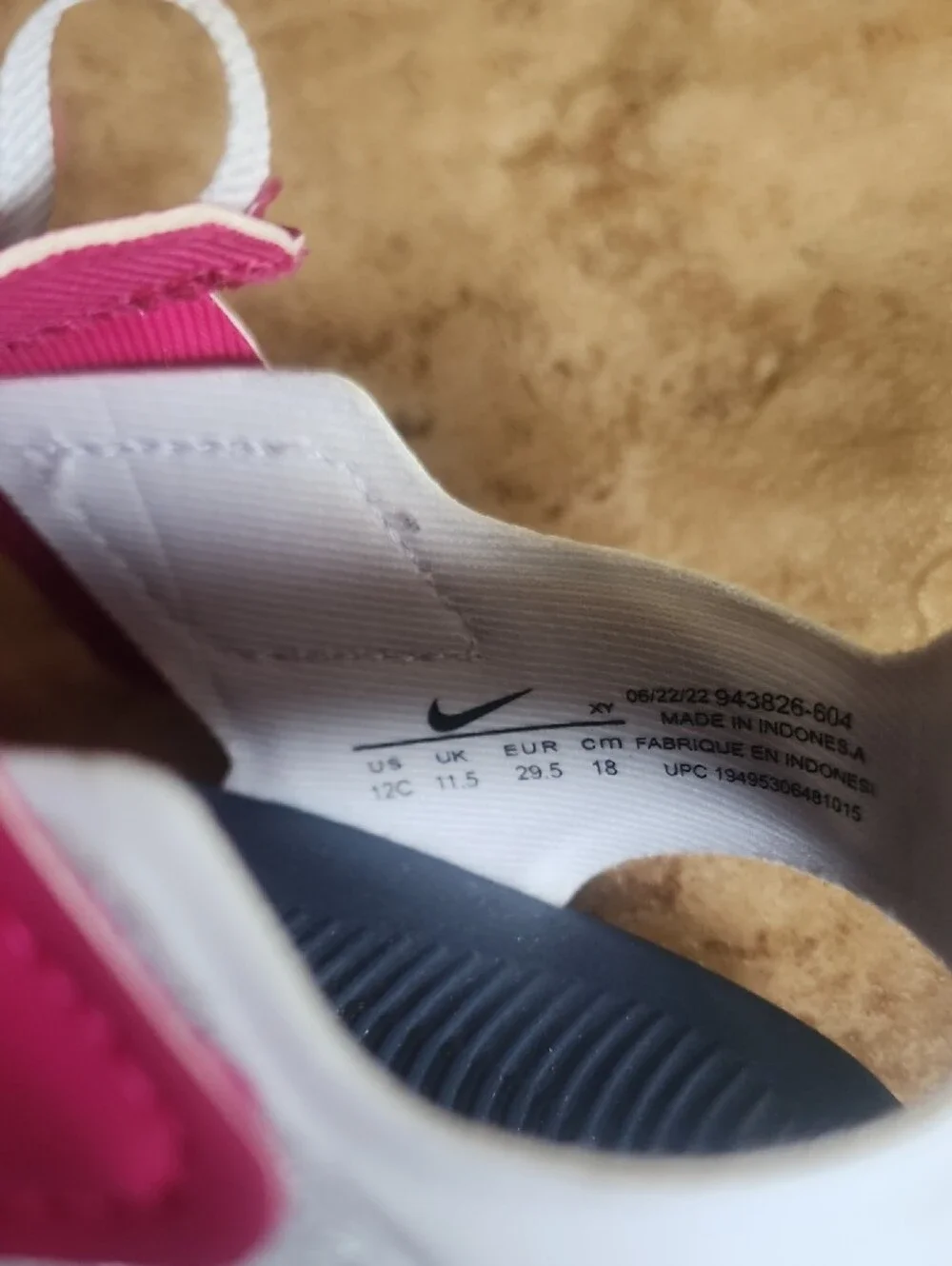 Nike Girls Pink and Navy Slip-On Sport Sandal
